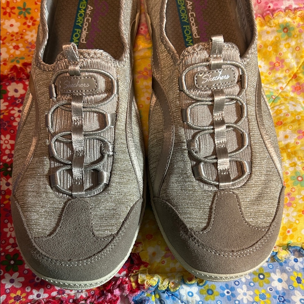 NWOB Skechers Women's Tan Sparkly Slip-On Air Cooled Memory Foam Sneakers, Sz 11 - Picture 9 of 10